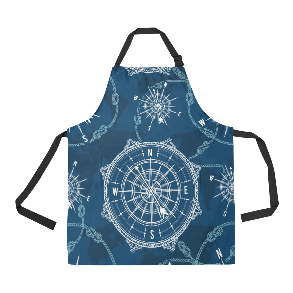 Nautical Compass Print Apron with Pocket