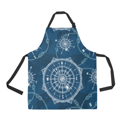 Nautical Compass Print Apron with Pocket