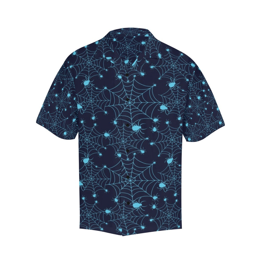 Spider Web Blue Print Design LKS304 Men's Hawaiian Shirt