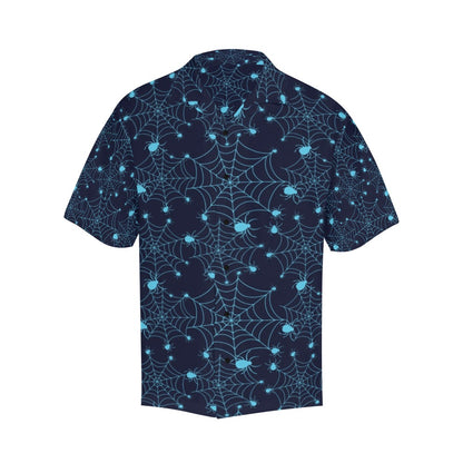 Spider Web Blue Print Design LKS304 Men's Hawaiian Shirt