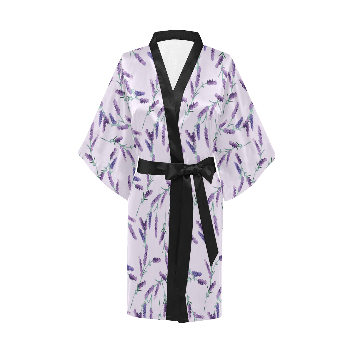 Lavender Pattern Print Design 02 Women's Short Kimono