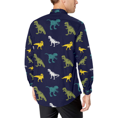 T Rex Pattern Print Design A07 Men's Long Sleeve Shirt