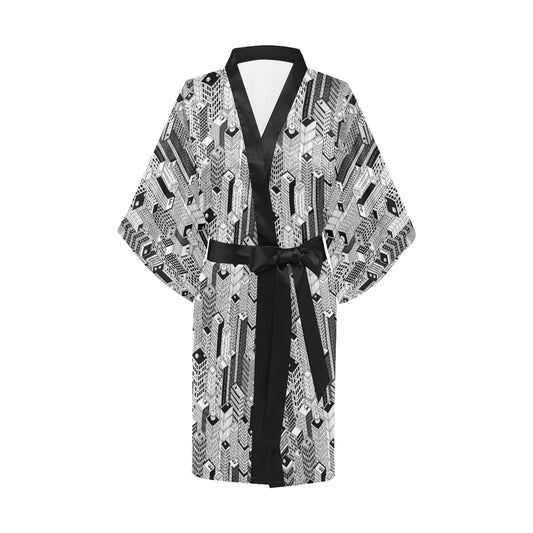 City  Pattern Print Design 02 Women's Short Kimono