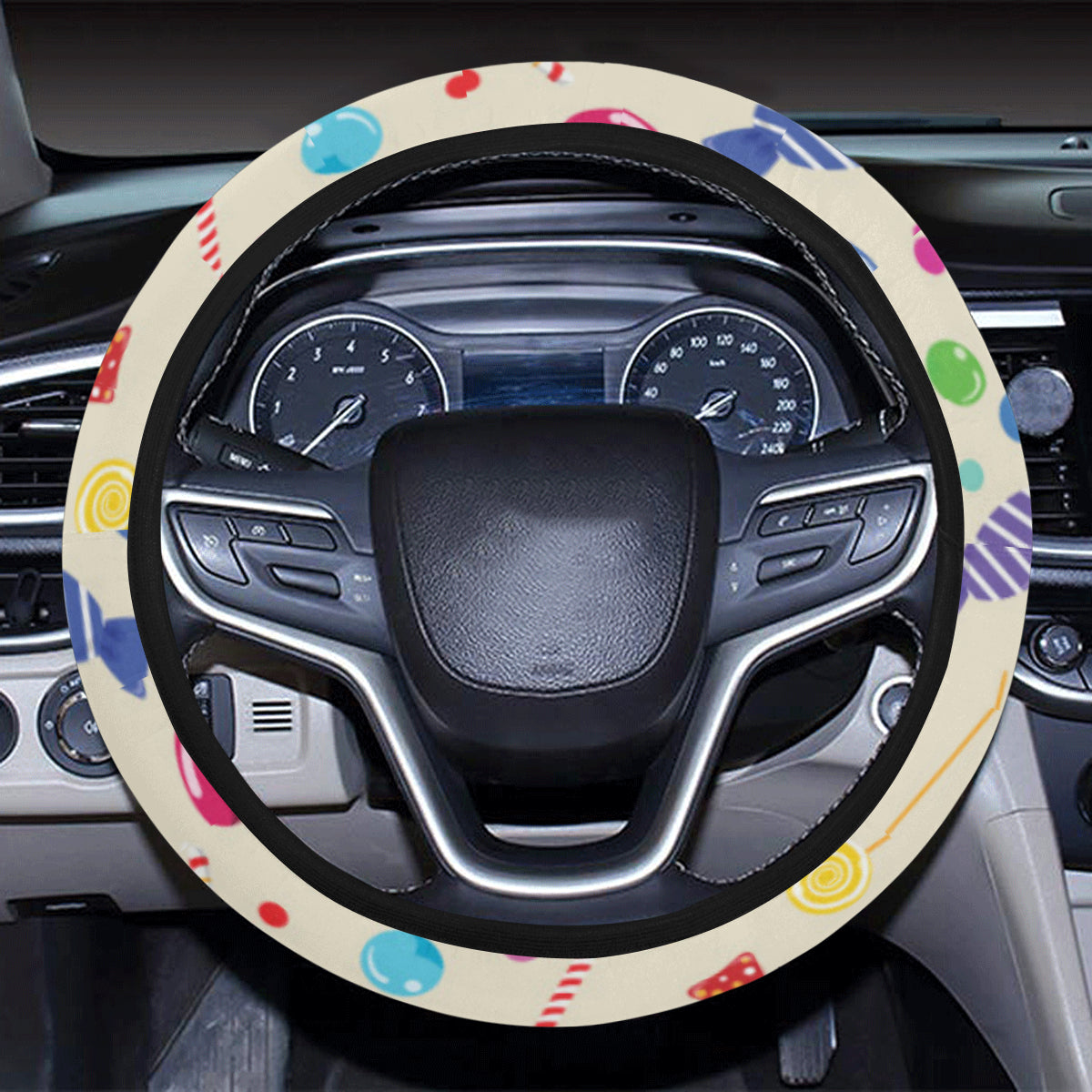Candy Pattern Print Design 04 Steering Wheel Cover with Elastic Edge