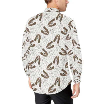 Basset Hound Pattern Print Design 01 Men's Long Sleeve Shirt