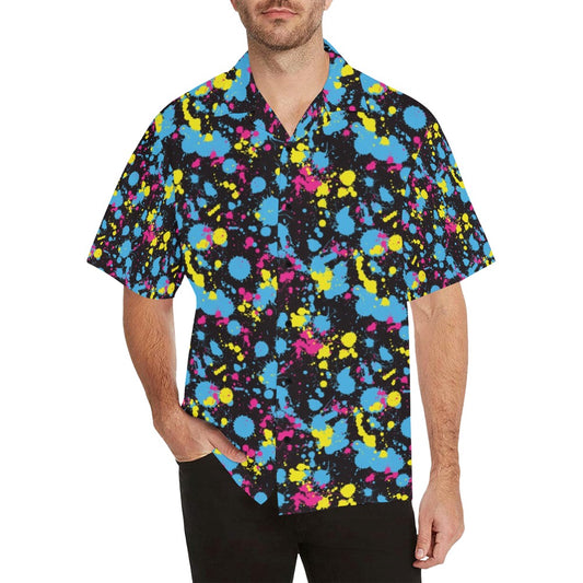 Splatter Colorful Print Design LKS301 Men's Hawaiian Shirt