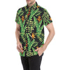 Hawaiian Flower Tropical Palm Leaves Men's Short Sleeve Button Up Shirt