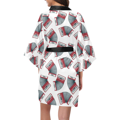 Accordion Pattern Print Design 03 Women's Short Kimono