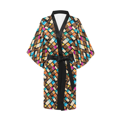 Chocolate Pattern Print Design 02 Women's Short Kimono