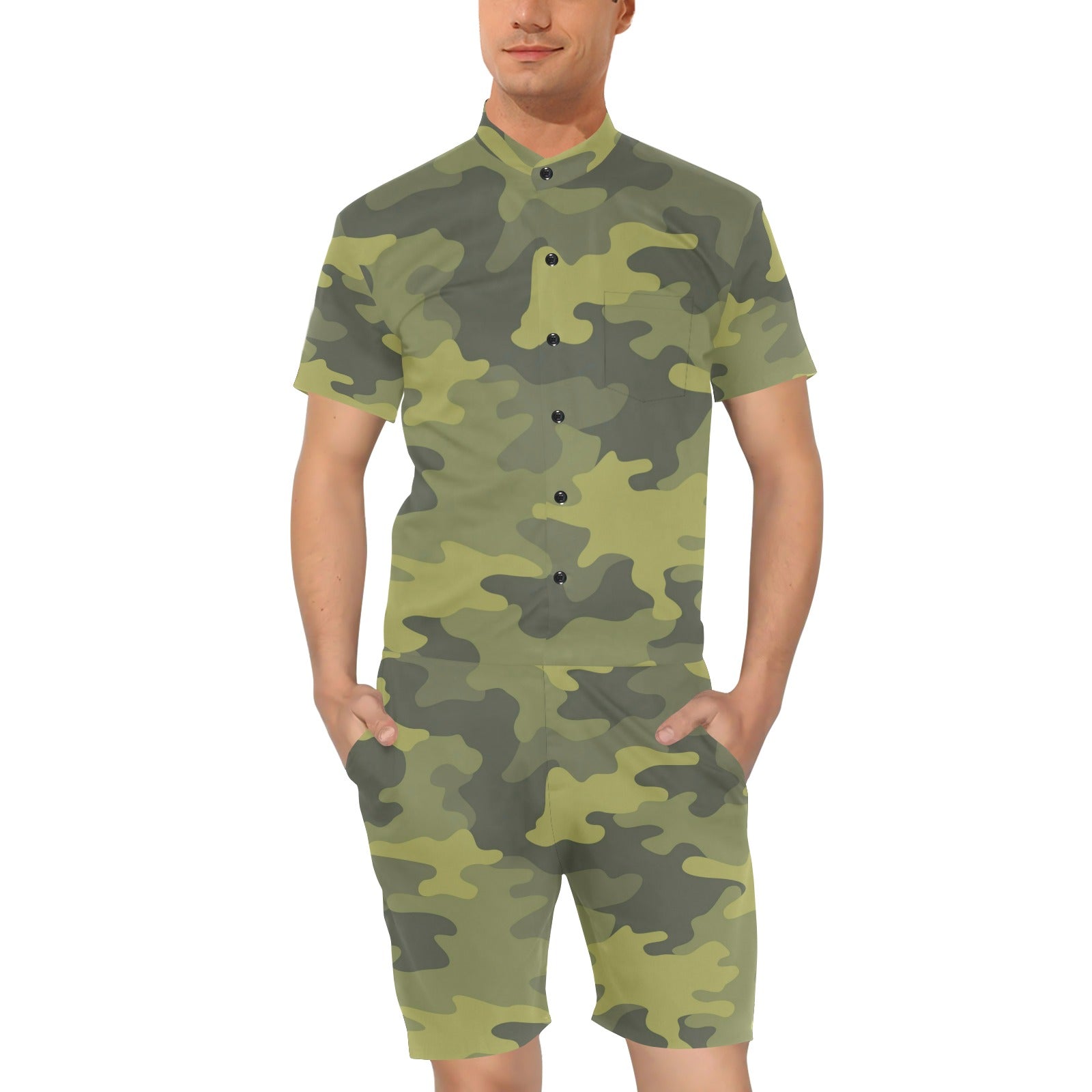 Military Camouflage Pattern Print Design 02 Men's Romper