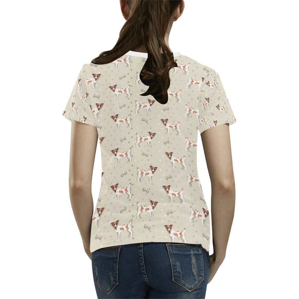 Russell Terriers With Bone Print Design LKS302 Women's  T-shirt