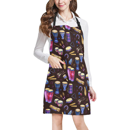 Percussion Neon Pattern Print Design 04 Apron with Pocket