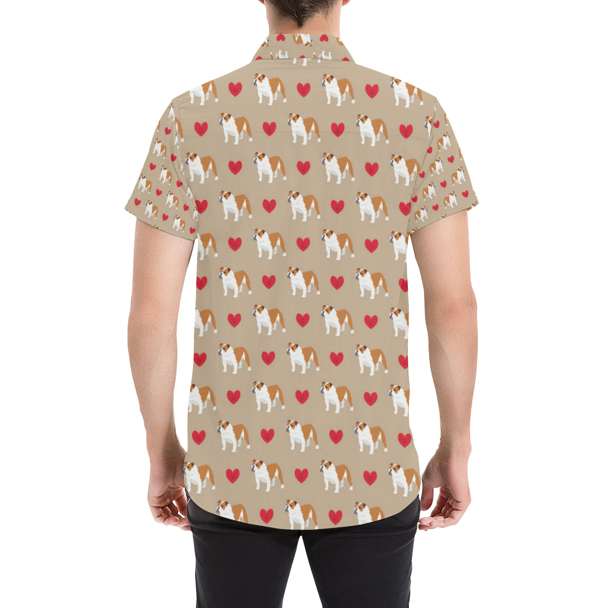 Bulldogs Pattern Print Design 02 Men's Short Sleeve Button Up Shirt