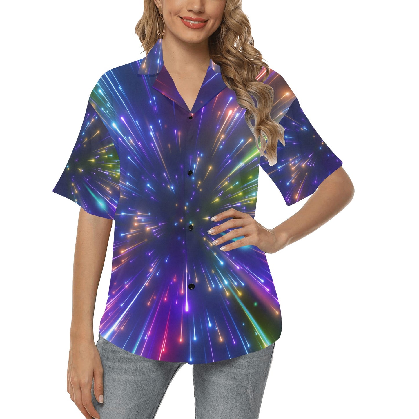Celestial Rainbow Speed Light Women's Hawaiian Shirt