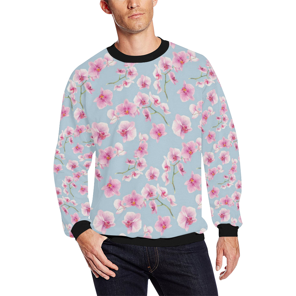 Orchid Pink Pattern Print Design OR01 Men Long Sleeve Sweatshirt