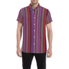 Serape Stripe Print Men's Short Sleeve Button Up Shirt