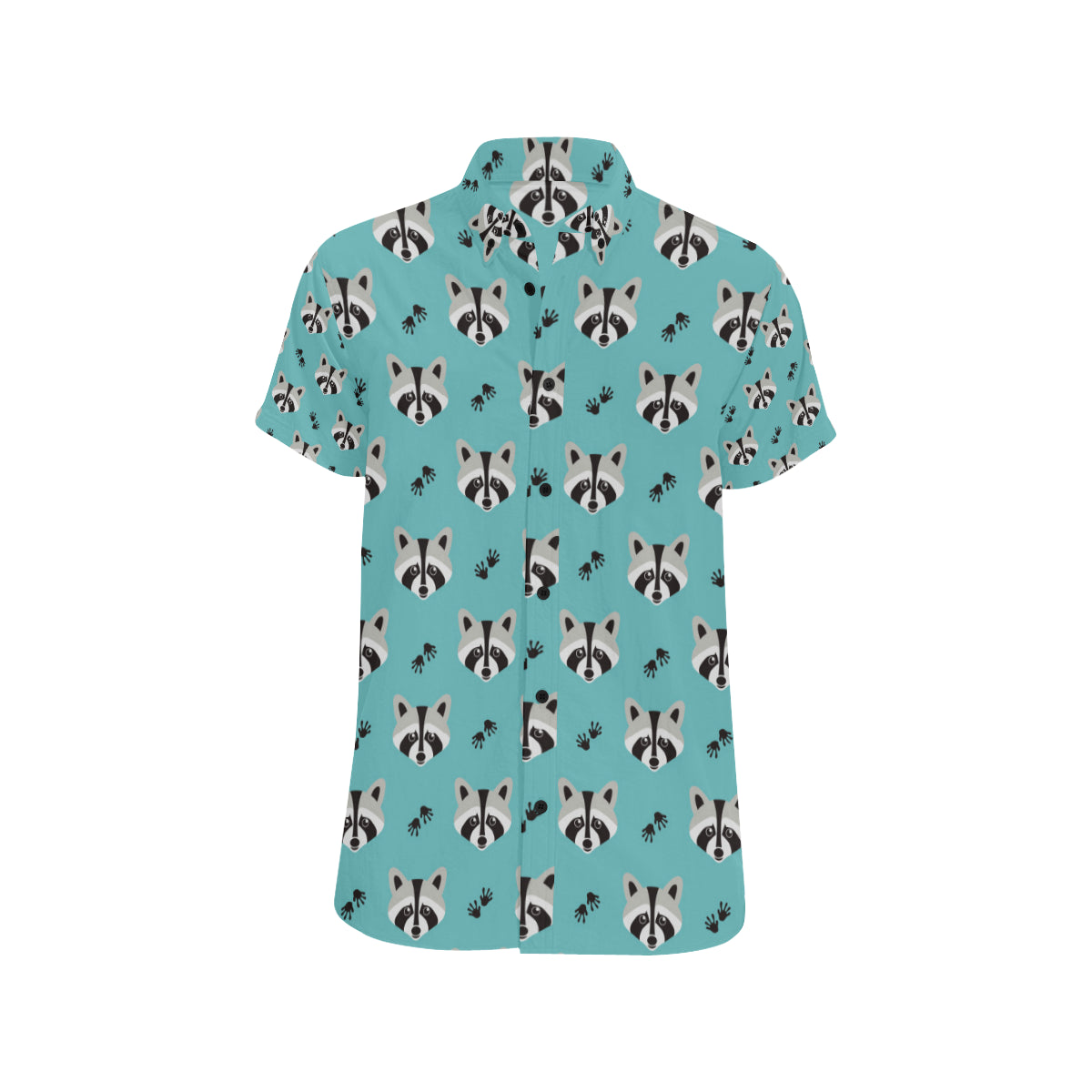 Raccoon Pattern Print Design A01 Men's Short Sleeve Button Up Shirt