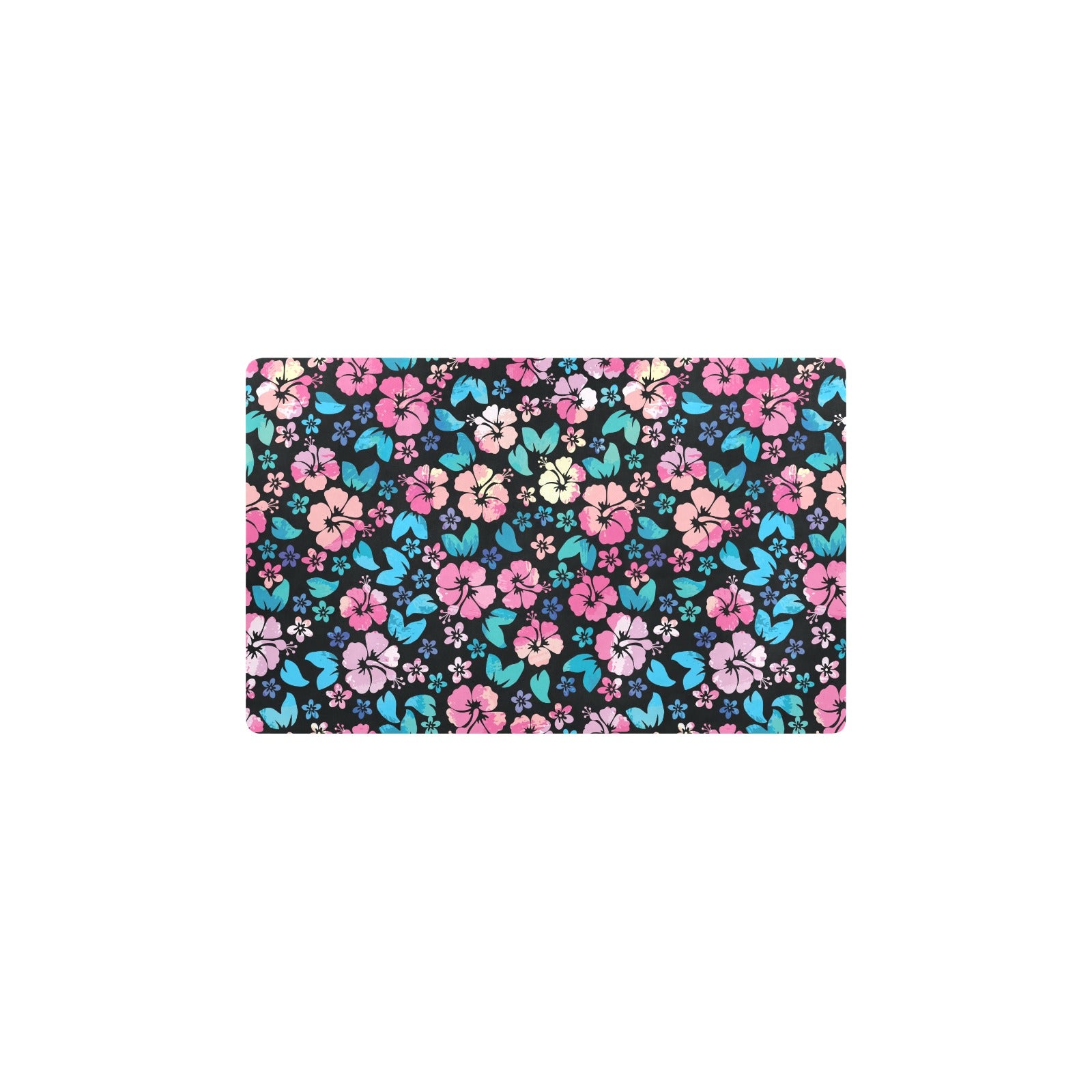 Pink Hibiscus Hawaiian Flower Kitchen Mat