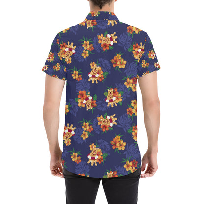 Hawaiian Themed Pattern Print Design H02 Men's Short Sleeve Button Up Shirt