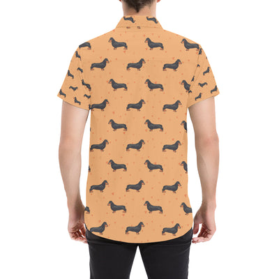 Dachshund Draw Print Pattern Men's Short Sleeve Button Up Shirt