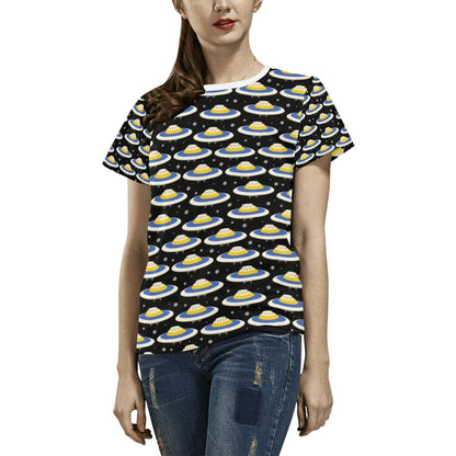 UFO Print Design LKS303 Women's  T-shirt