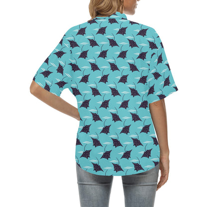 Manta Ray Print Design LKS403 Women's Hawaiian Shirt