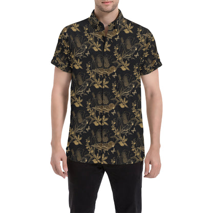 Parakeet Pattern Print Design A05 Men's Short Sleeve Button Up Shirt