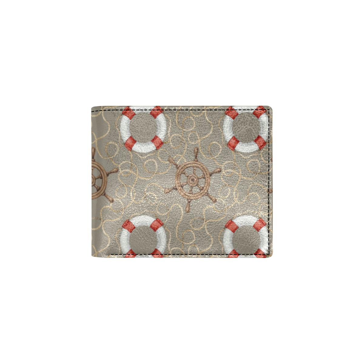 Nautical Pattern Print Design A02 Men's ID Card Wallet
