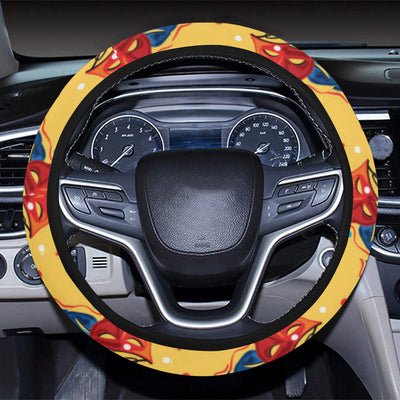 Acting Mask Pattern Print Design 02 Steering Wheel Cover with Elastic Edge