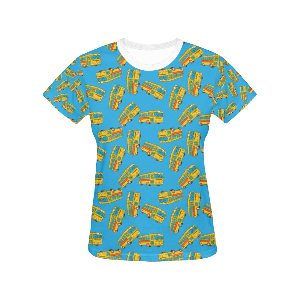 School Bus Print Design LKS302 Women's  T-shirt