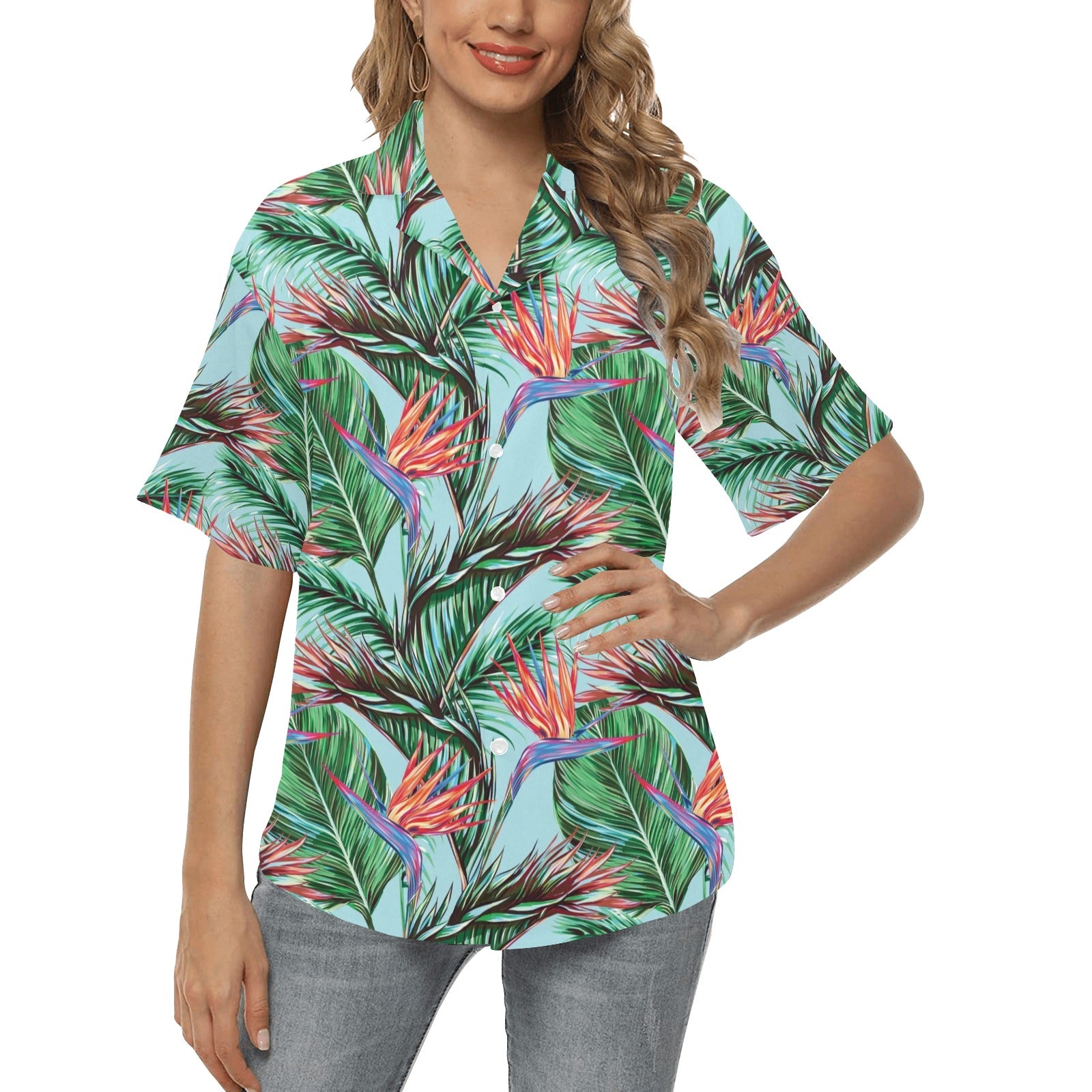 Bird Of Paradise Pattern Print Design BOP01 Women's Hawaiian Shirt