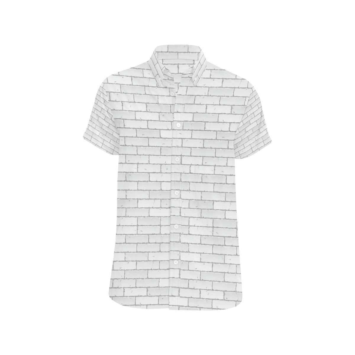 Brick White Pattern Print Design 03 Men's Short Sleeve Button Up Shirt