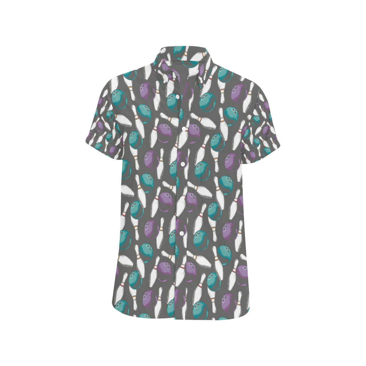 Bowling Pattern Print Design 03 Men's Short Sleeve Button Up Shirt