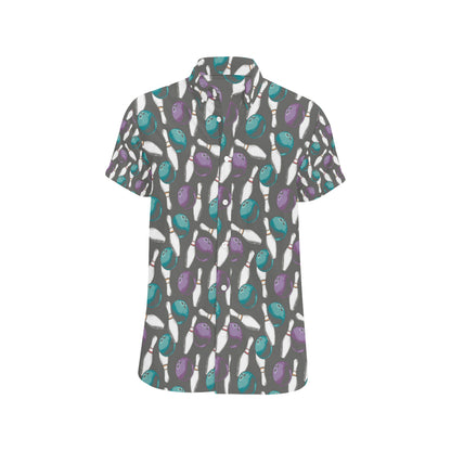 Bowling Pattern Print Design 03 Men's Short Sleeve Button Up Shirt
