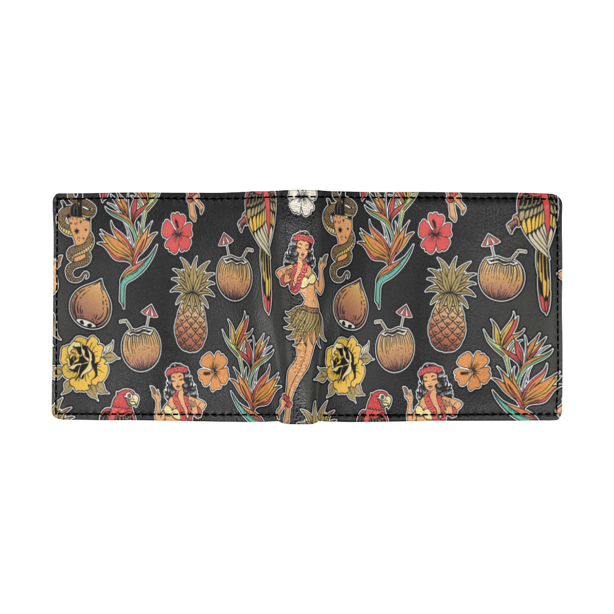 Hula Dancers Hawaiian Style Pattern Print Design 0 Men's ID Card Wallet