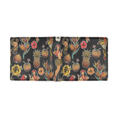 Hula Dancers Hawaiian Style Pattern Print Design 0 Men's ID Card Wallet