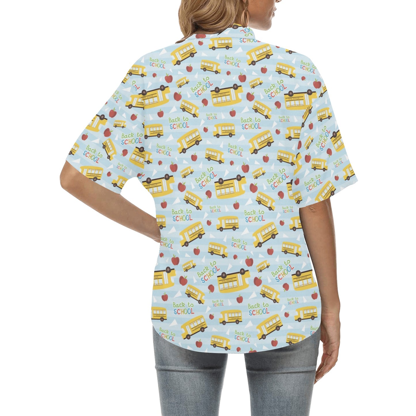 School Bus Back To School Print Design LKS303 Women's Hawaiian Shirt