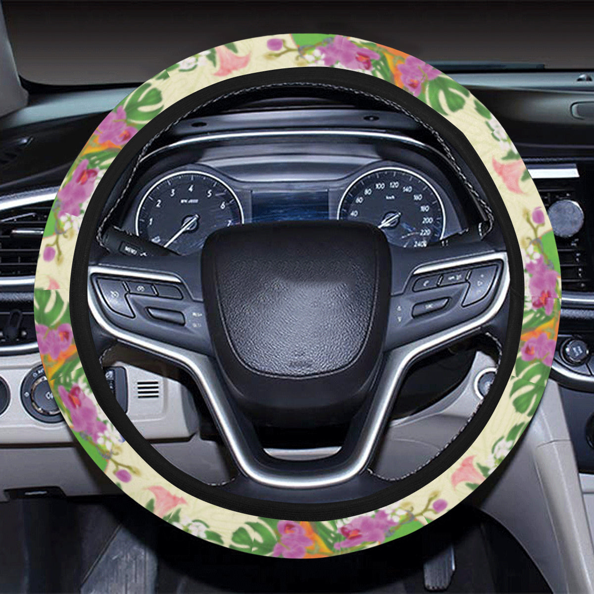 Conures Pattern Print Design 02 Steering Wheel Cover with Elastic Edge