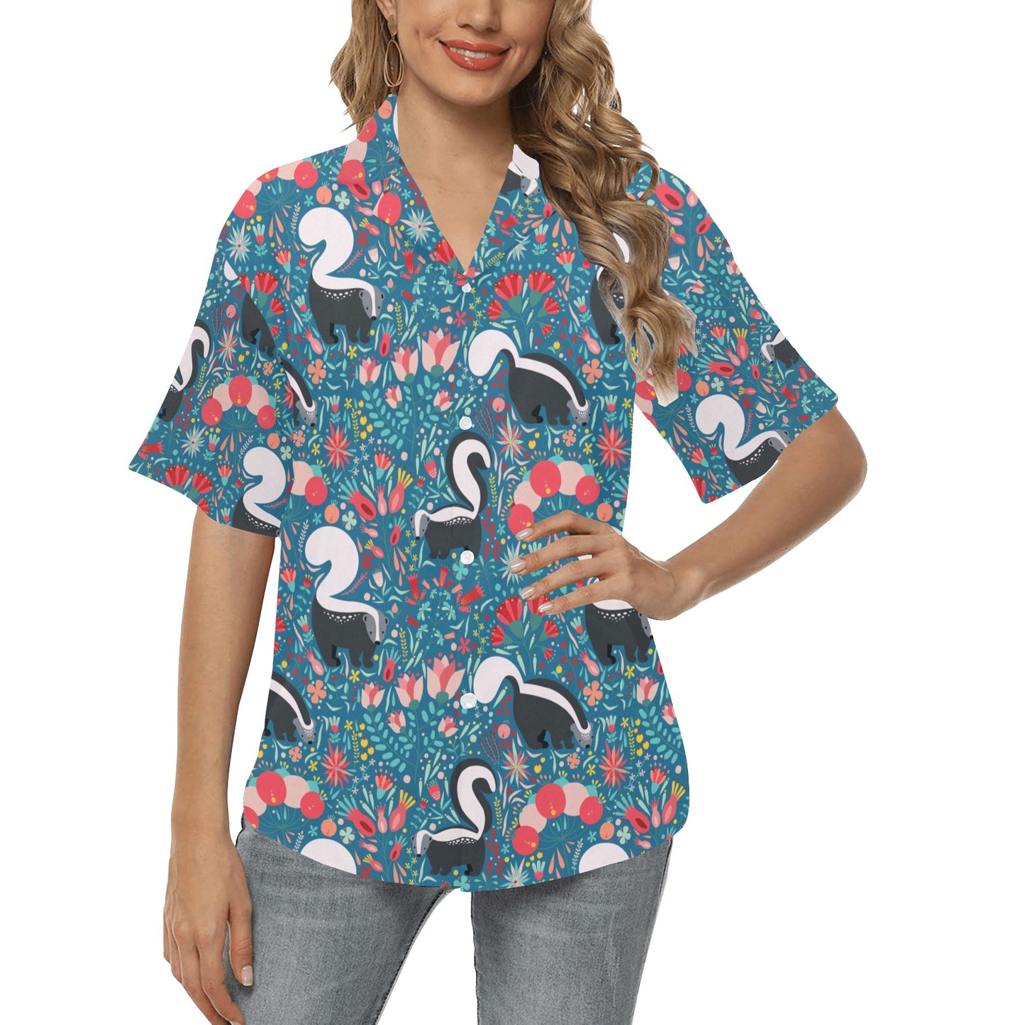 Skunk Print Design LKS302 Women's Hawaiian Shirt