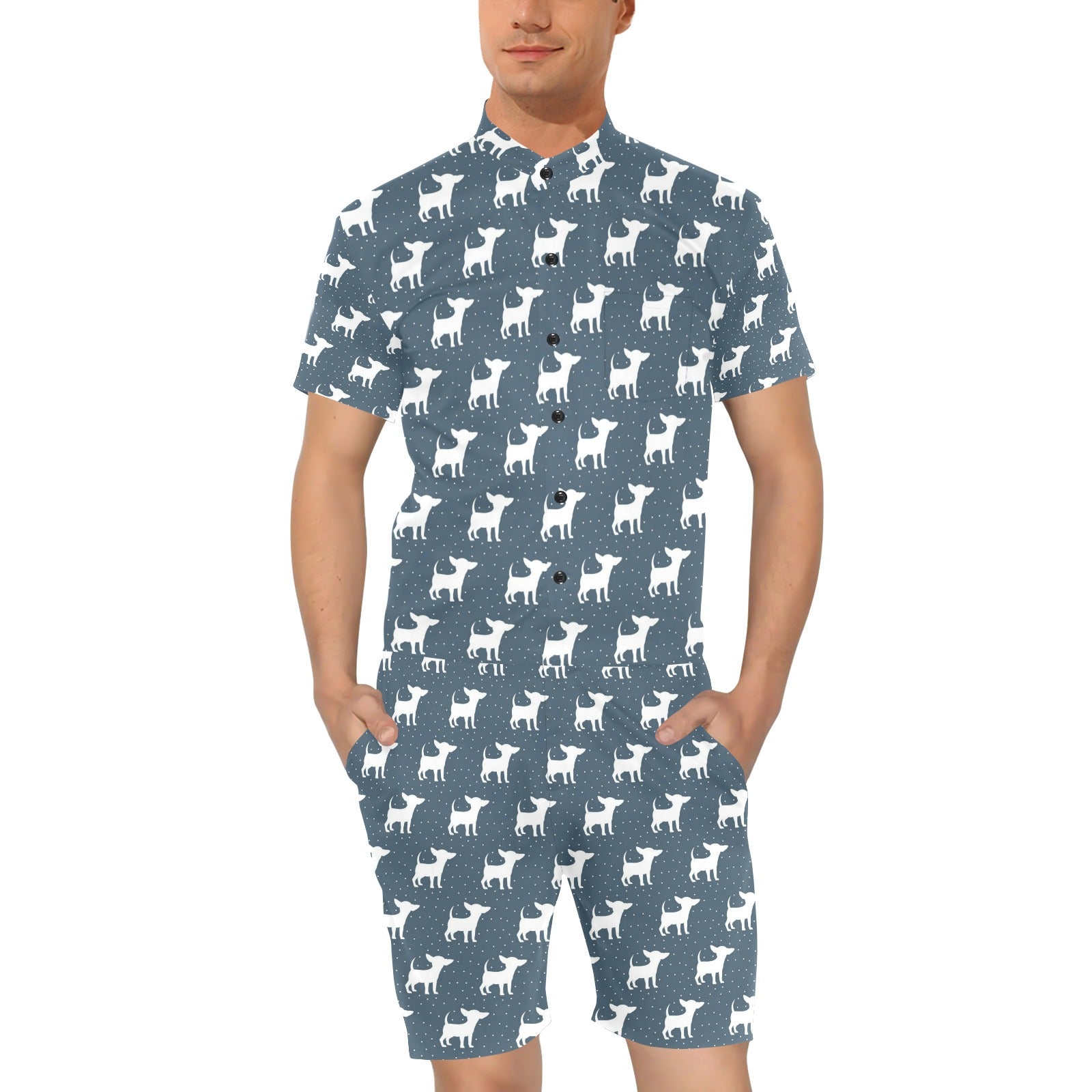 Chihuahua Pattern Print Design 03 Men's Romper