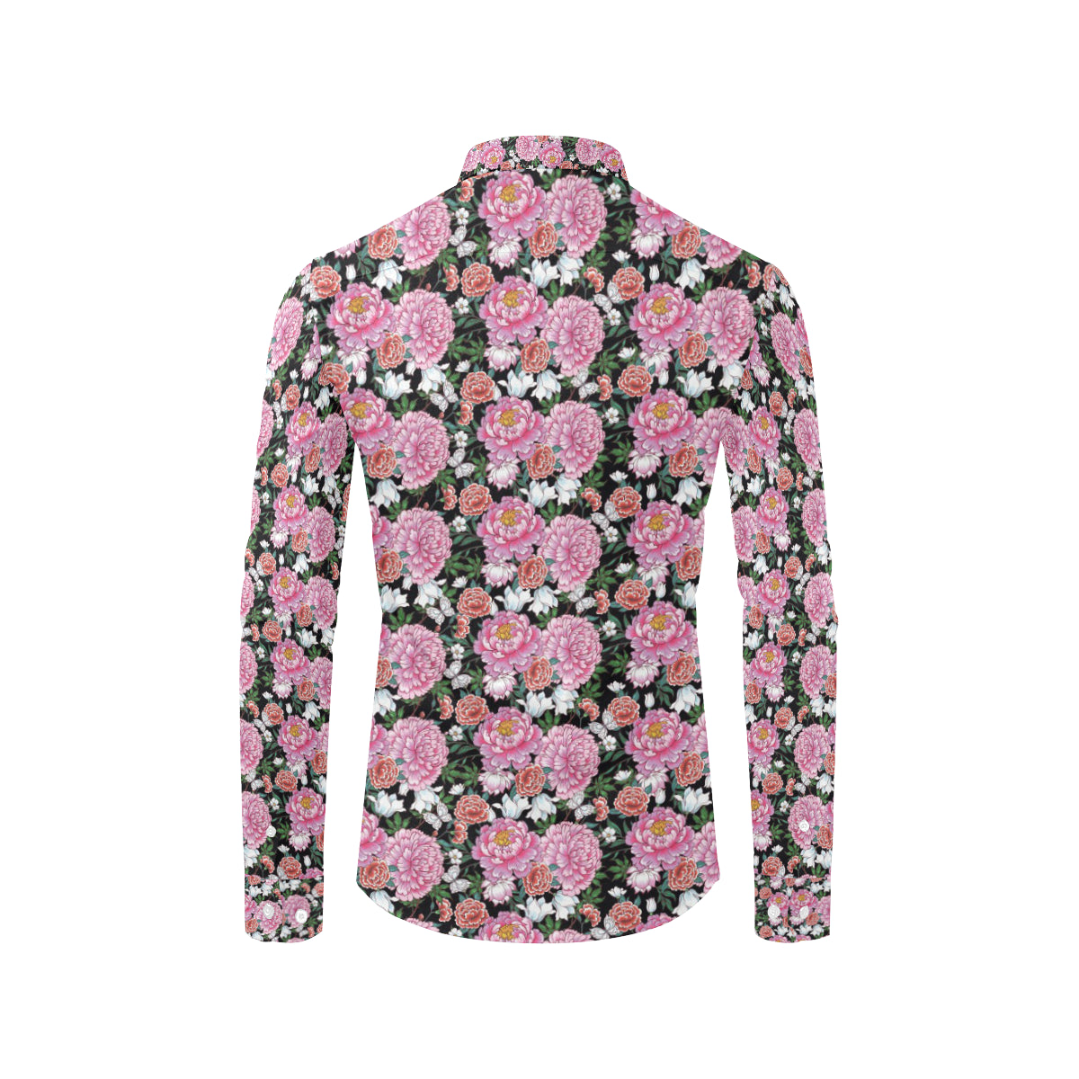 Dahlia Pattern Print Design 02 Men's Long Sleeve Shirt