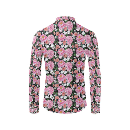 Dahlia Pattern Print Design 02 Men's Long Sleeve Shirt