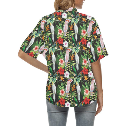 Tropical Flower Pattern Print Design TF03 Women's Hawaiian Shirt