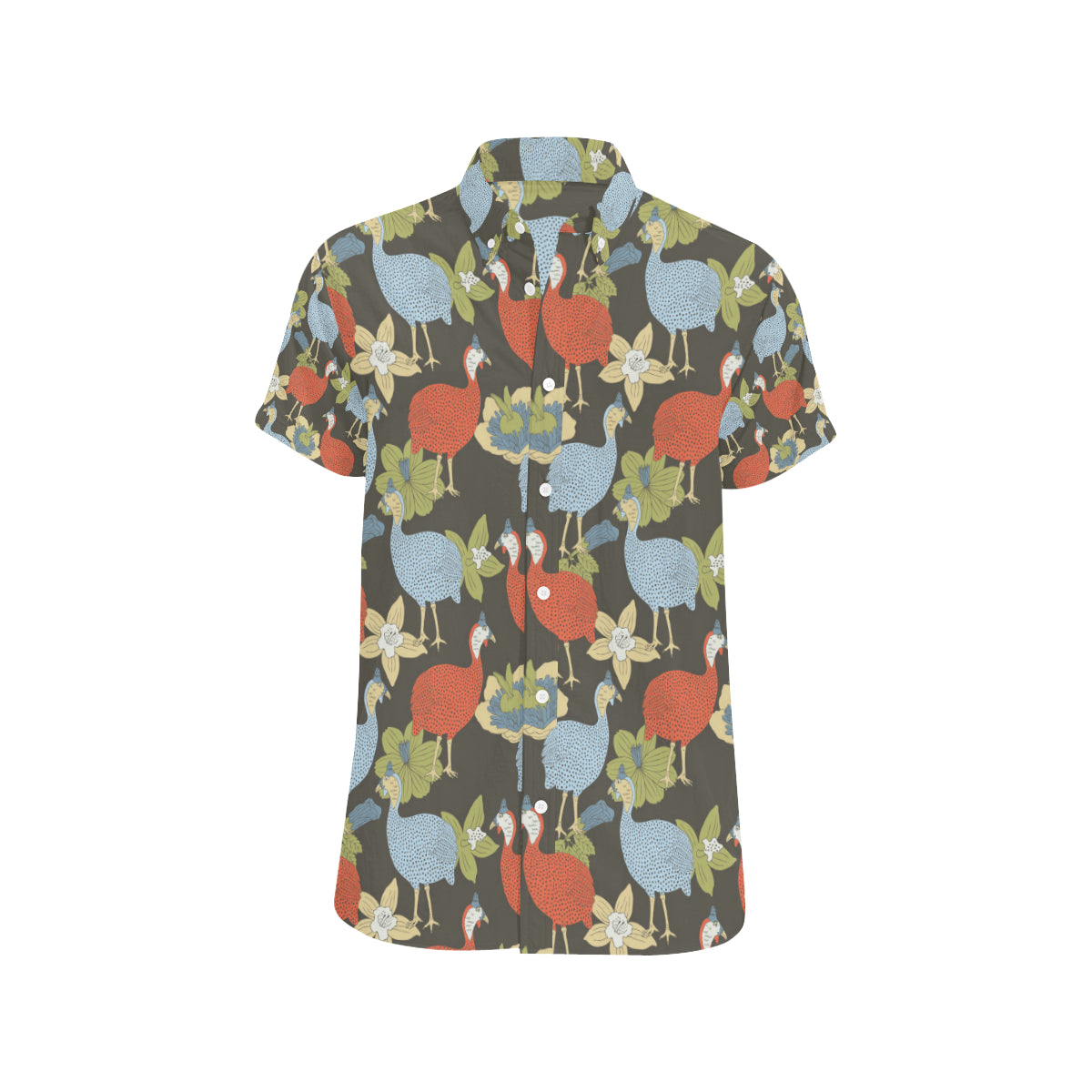 Guinea Fowl Pattern Print Design 02 Men's Short Sleeve Button Up Shirt