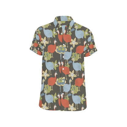Guinea Fowl Pattern Print Design 02 Men's Short Sleeve Button Up Shirt