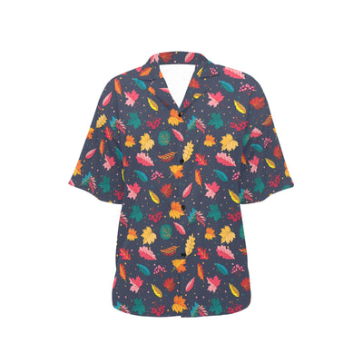 Elm Leave Colorful Print Pattern Women's Hawaiian Shirt