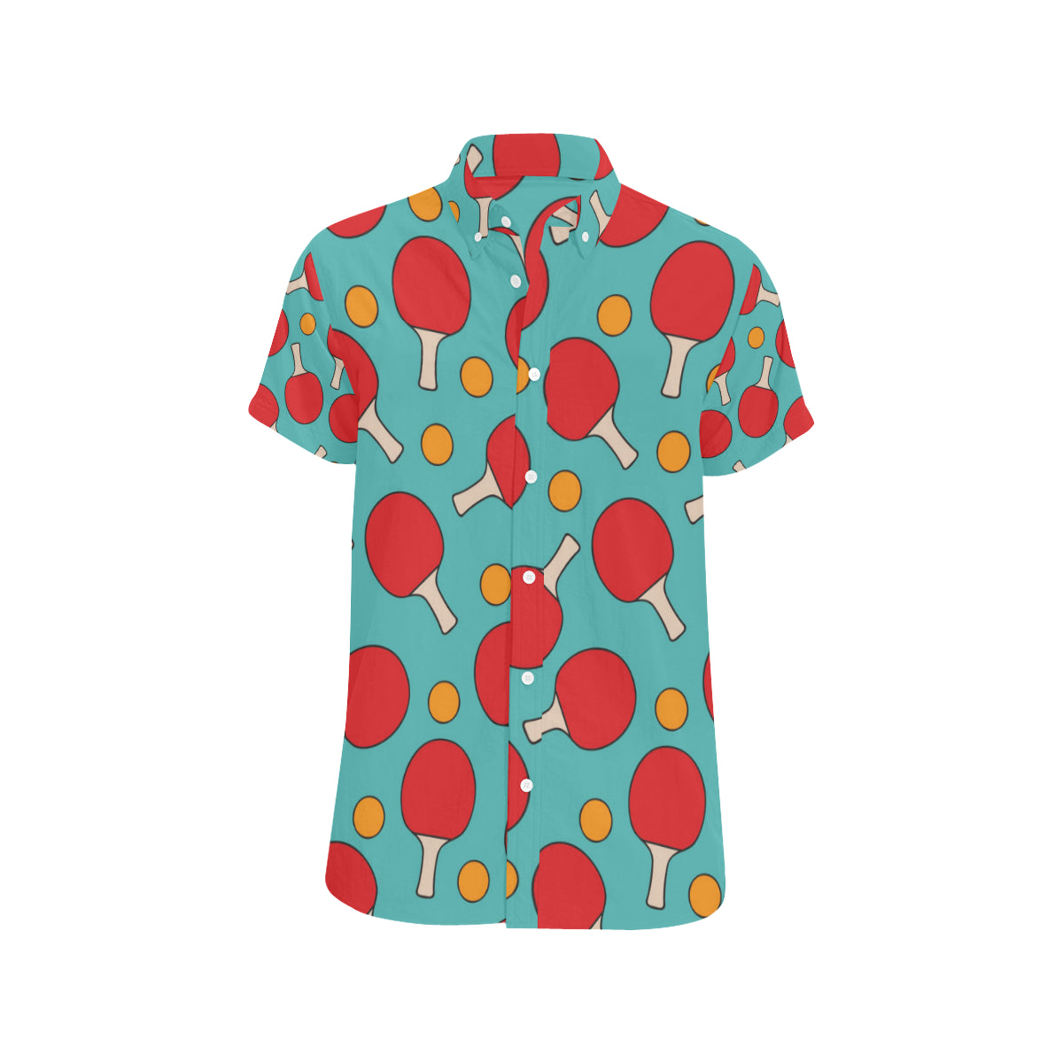 Ping Pong Pattern Print Design A01 Men's Short Sleeve Button Up Shirt