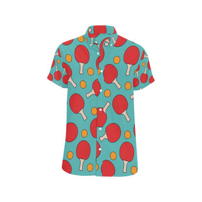 Ping Pong Pattern Print Design A01 Men's Short Sleeve Button Up Shirt