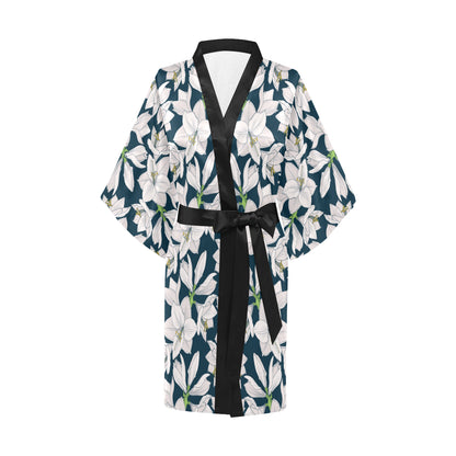 Amaryllis Pattern Print Design AL02 Women Kimono Robe