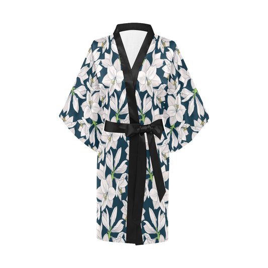 Amaryllis Pattern Print Design AL02 Women Kimono Robe